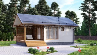 Баня из газобетона 6 на 5 с террасой